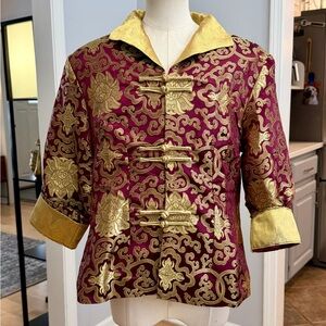 Burgundy and gold Chinese jacket